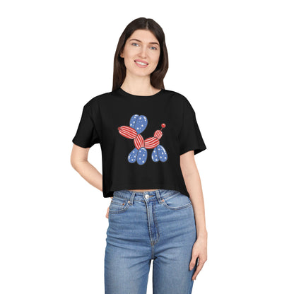 Women's Crop Tee USA Balloon Dog