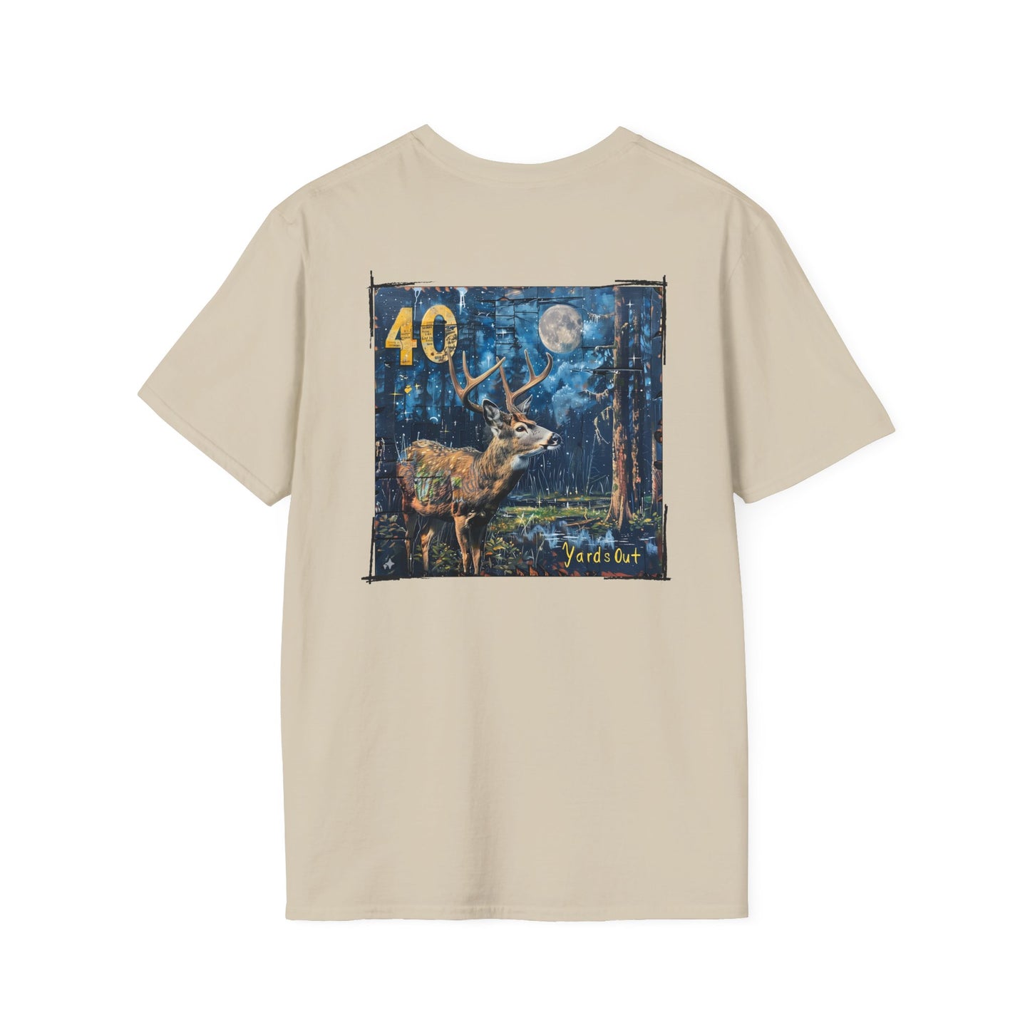 40 Yards Out Antler Deer Unisex Softstyle T-Shirt