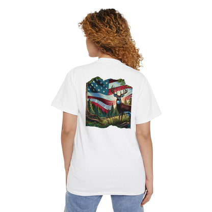 40 Yards Out American Flag Buck Pocket Tee