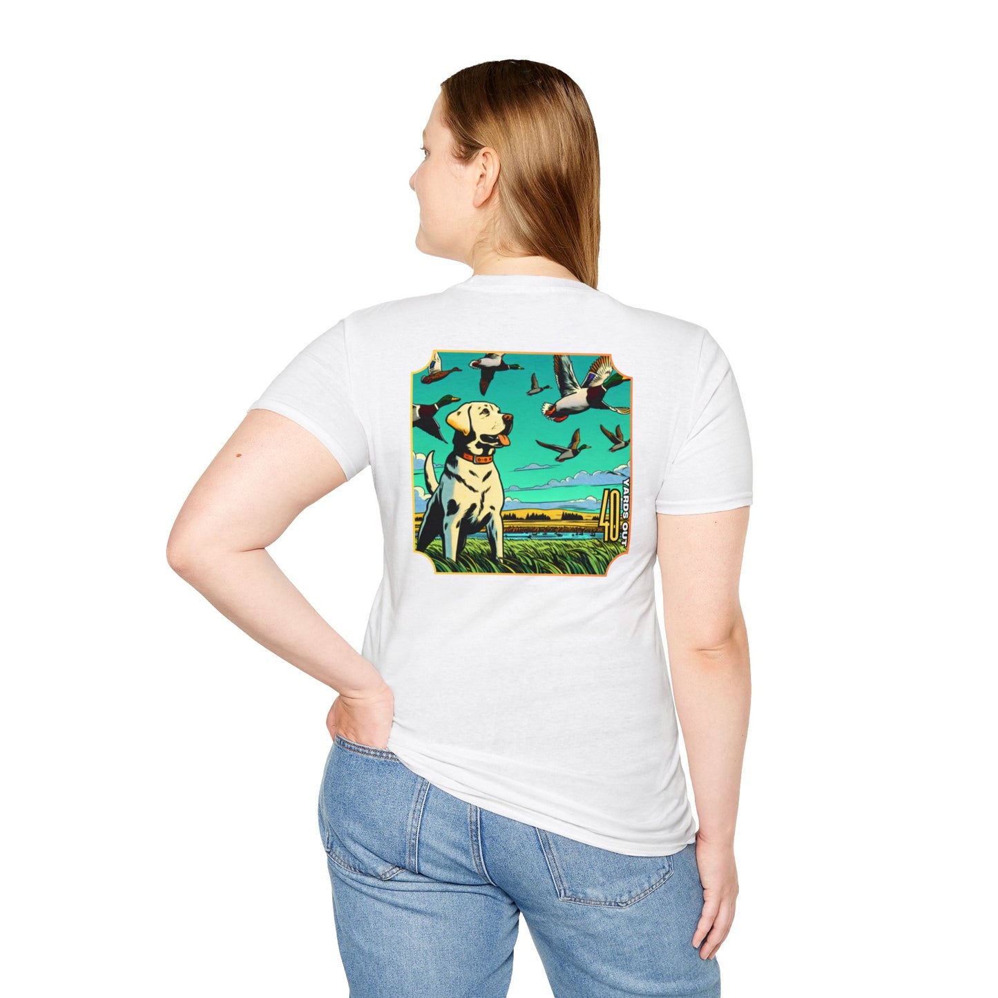 40 Yards Out Yellow Retriever Duck Watch Unisex Softstyle T-Shirt