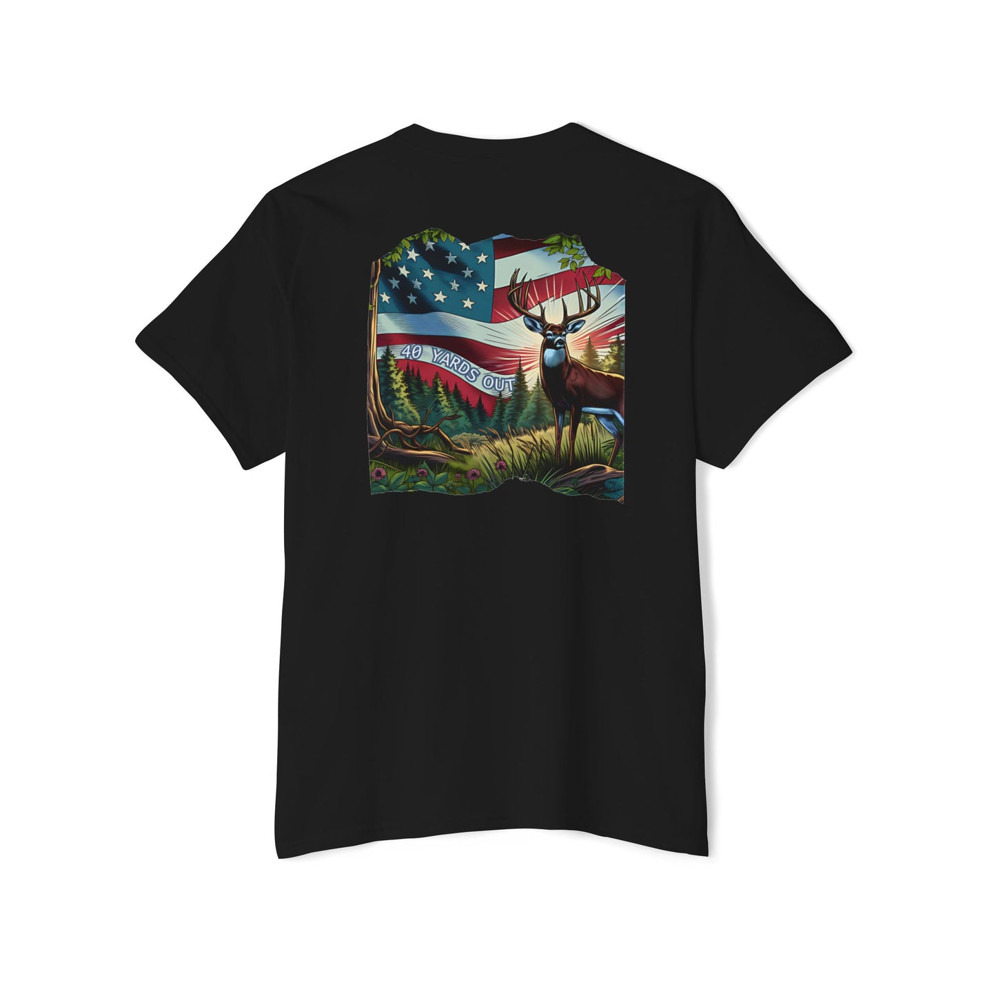 40 Yards Out American Flag Buck Pocket Tee