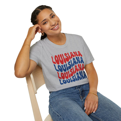 Adult Louisiana T-Shirt - Red, White, and Blue Design