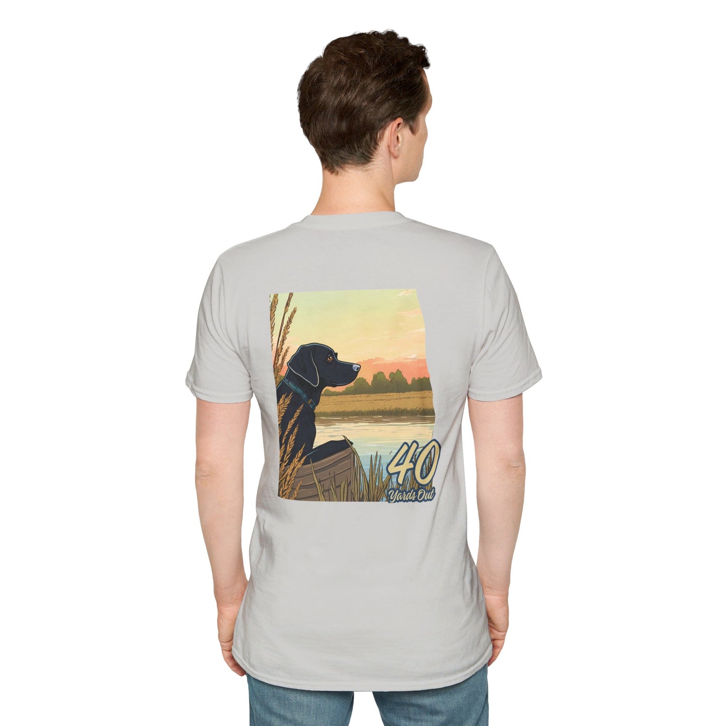 Black Lab Retriever in boat Unisex Softstyle T-Shirt