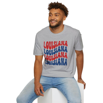 Adult Louisiana T-Shirt - Red, White, and Blue Design
