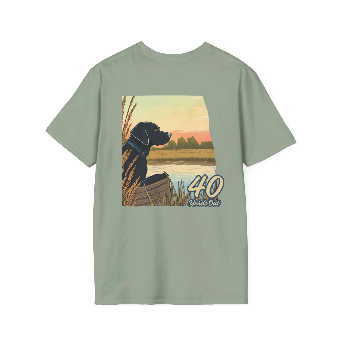 Black Lab Retriever in boat Unisex Softstyle T-Shirt