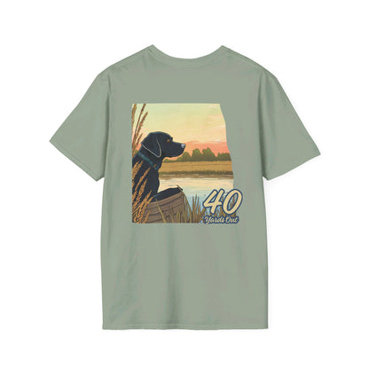 Black Lab Retriever in boat Unisex Softstyle T-Shirt