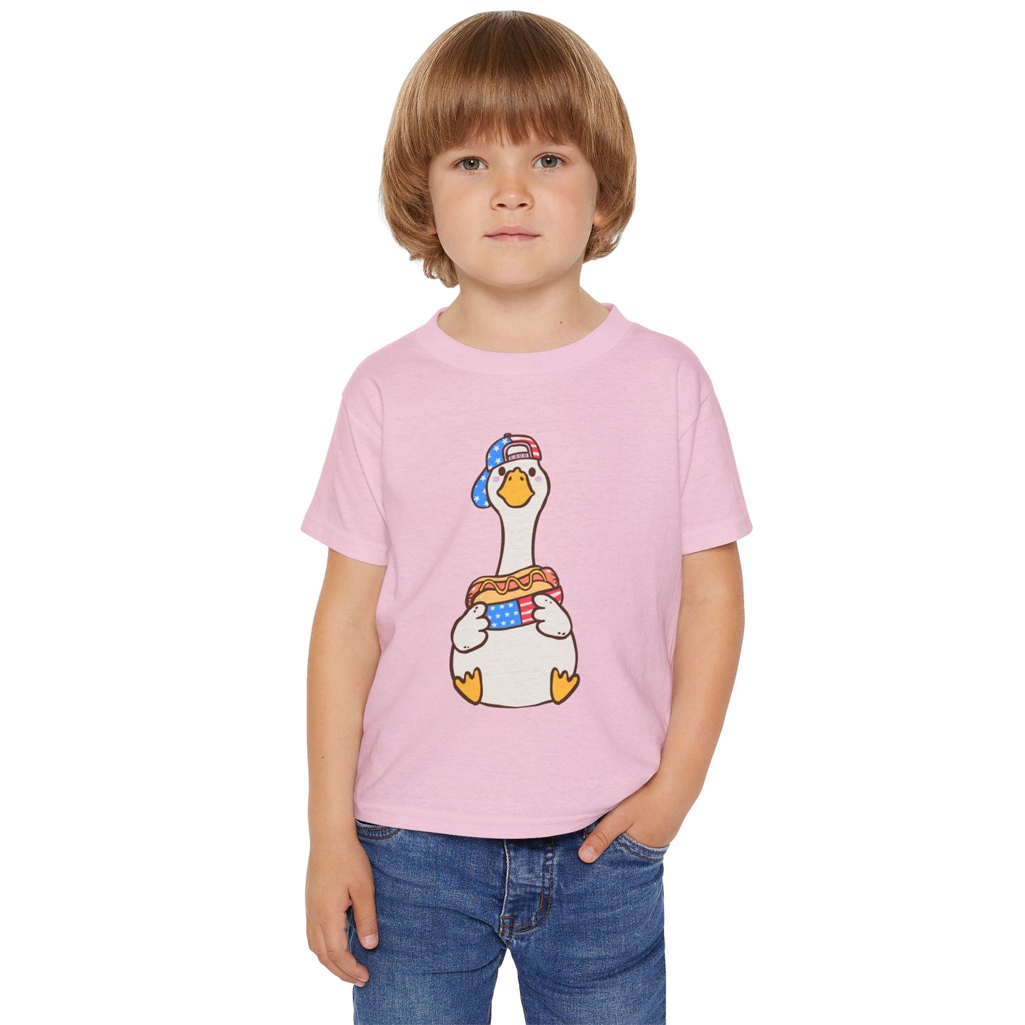 Toddler T-shirt Red White and Blue Young Duck Design