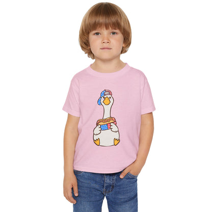 Toddler T-shirt Red White and Blue Young Duck Design