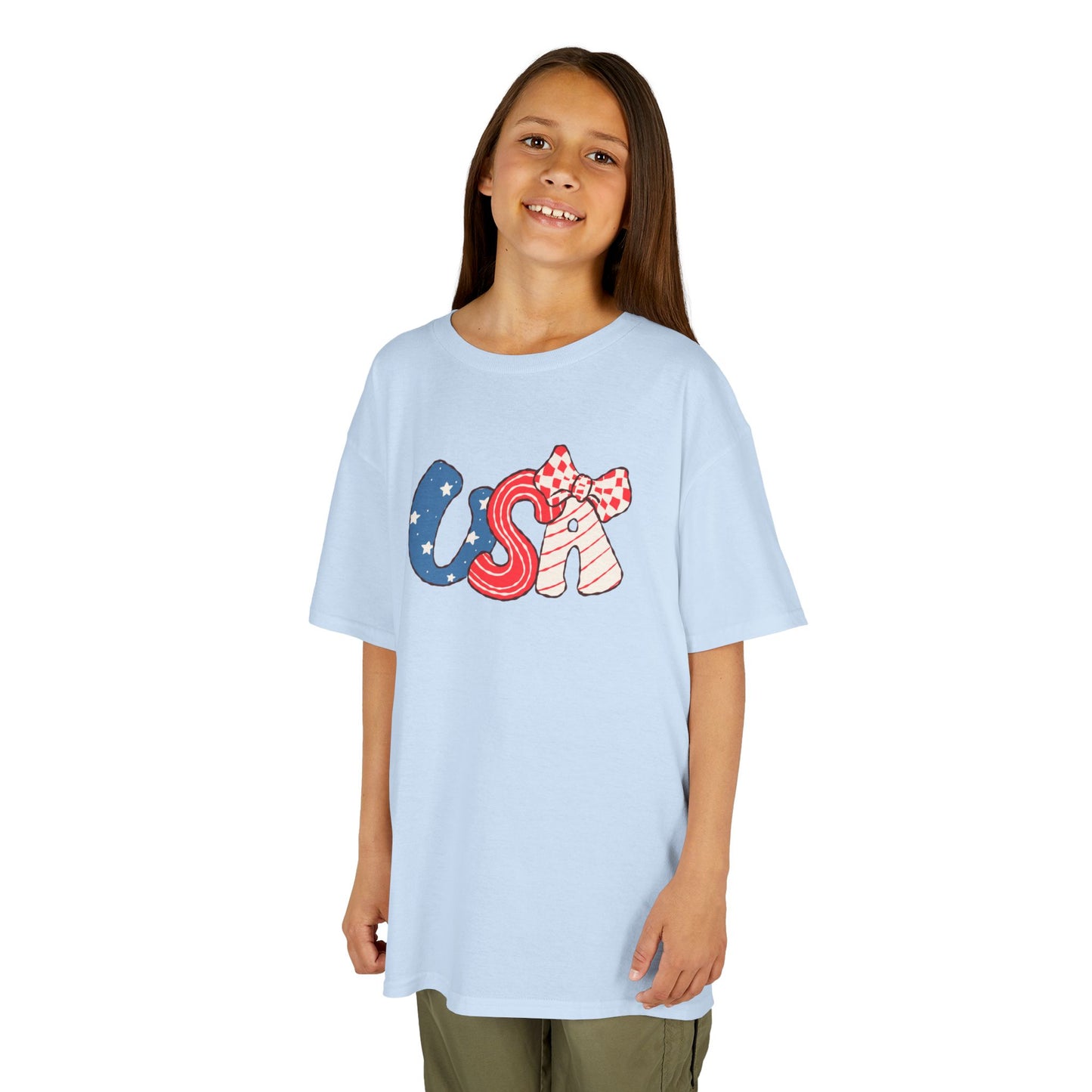 Kids USA with bow shirt
