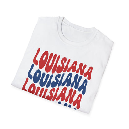Adult Louisiana T-Shirt - Red, White, and Blue Design