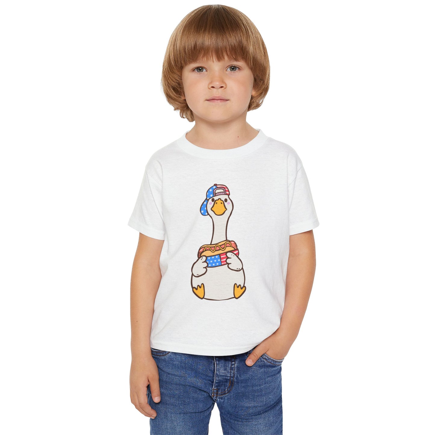 Toddler T-shirt Red White and Blue Young Duck Design