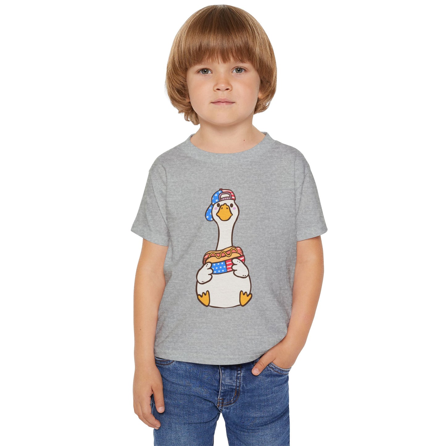 Toddler T-shirt Red White and Blue Young Duck Design