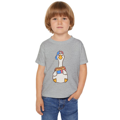 Toddler T-shirt Red White and Blue Young Duck Design
