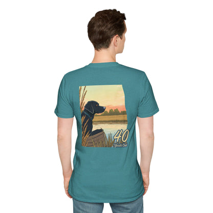 Black Lab Retriever in boat Unisex Softstyle T-Shirt