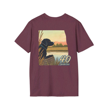 Black Lab Retriever in boat Unisex Softstyle T-Shirt