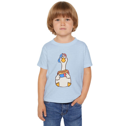 Toddler T-shirt Red White and Blue Young Duck Design