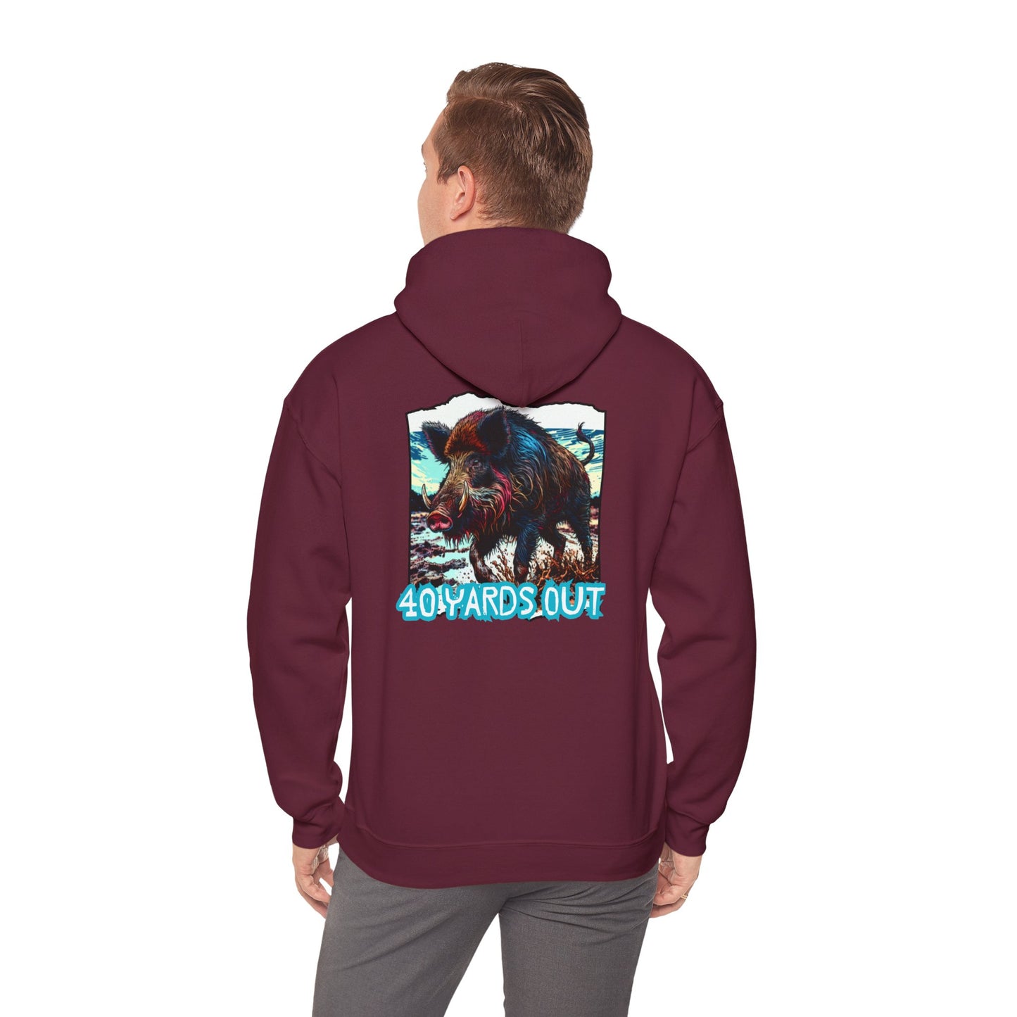 40 YARDS OUT Brand Productions Muddy Boar Heavy Blend™ Hooded Sweatshirt