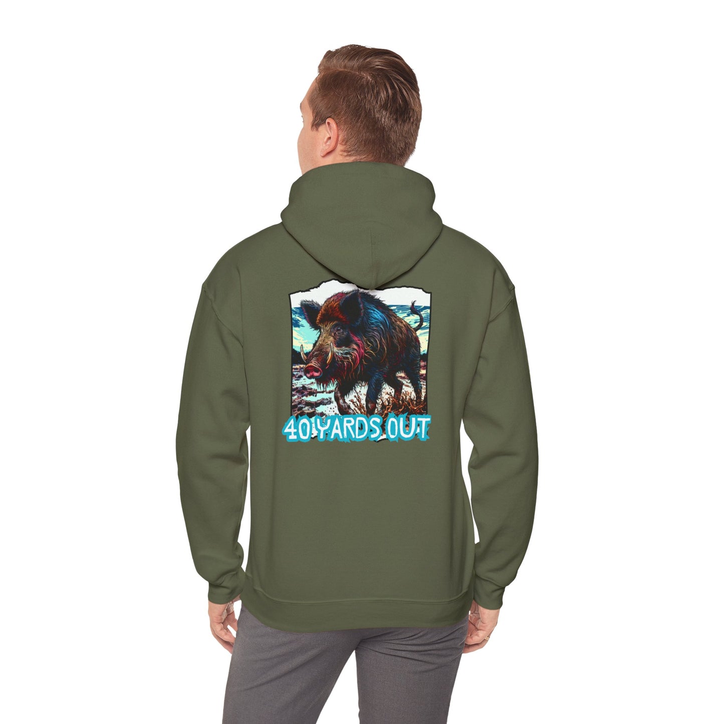 40 YARDS OUT Brand Productions Muddy Boar Heavy Blend™ Hooded Sweatshirt