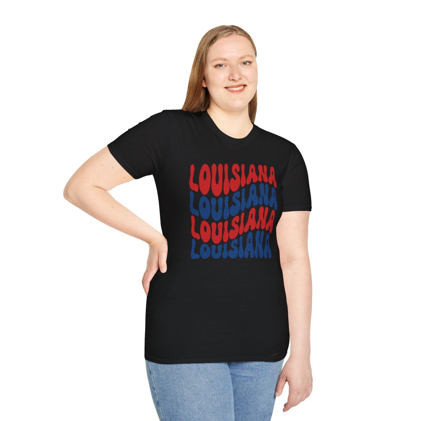 Adult Louisiana T-Shirt - Red, White, and Blue Design