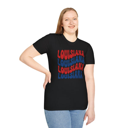 Adult Louisiana T-Shirt - Red, White, and Blue Design