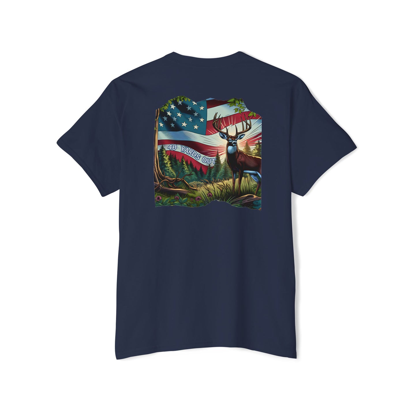 40 Yards Out American Flag Buck Pocket Tee