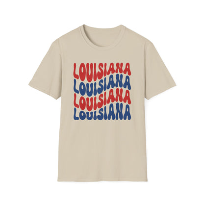 Adult Louisiana T-Shirt - Red, White, and Blue Design