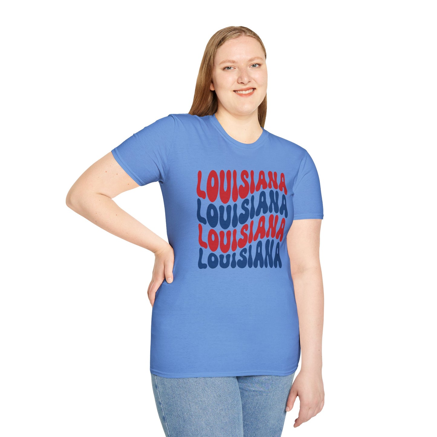 Adult Louisiana T-Shirt - Red, White, and Blue Design