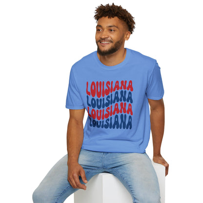 Adult Louisiana T-Shirt - Red, White, and Blue Design