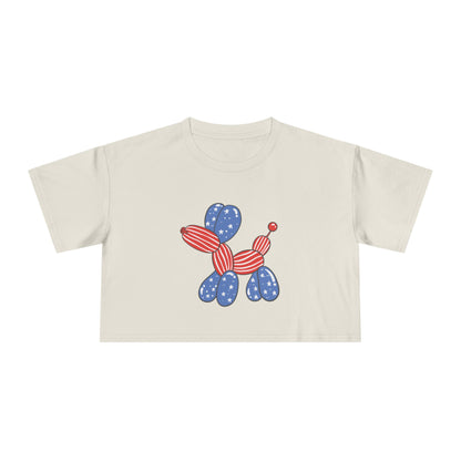Women's Crop Tee USA Balloon Dog