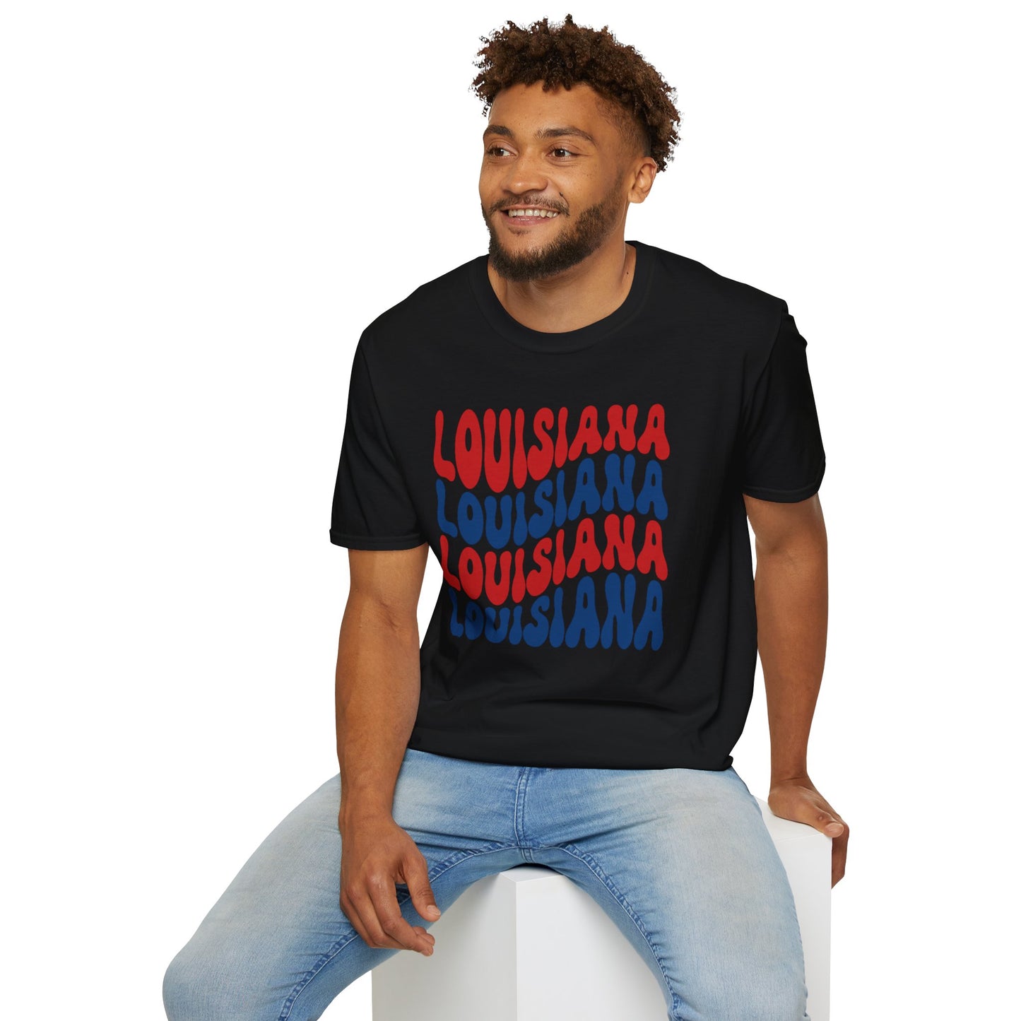 Adult Louisiana T-Shirt - Red, White, and Blue Design