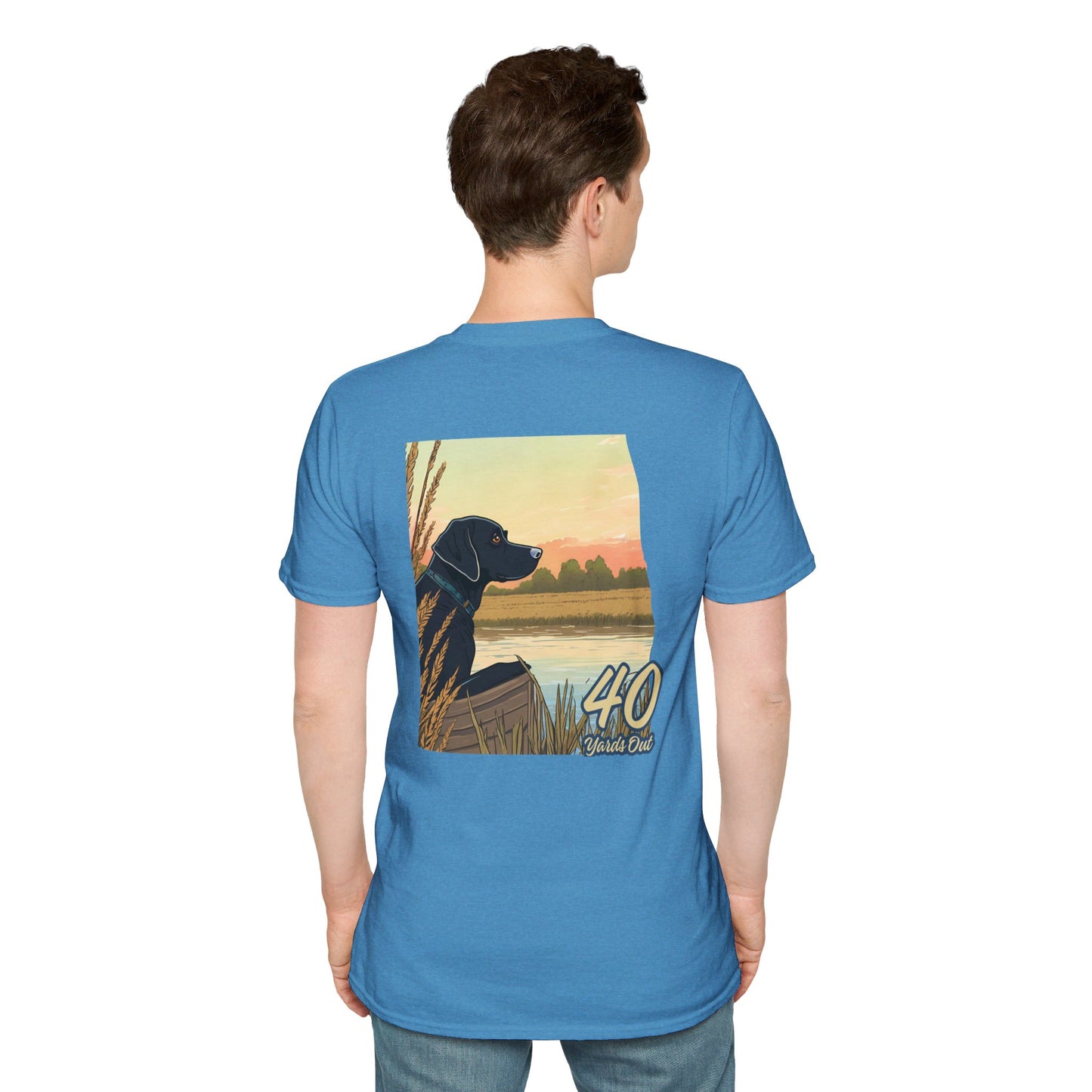 Black Lab Retriever in boat Unisex Softstyle T-Shirt