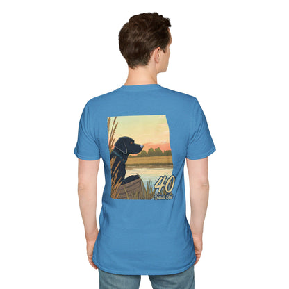 Black Lab Retriever in boat Unisex Softstyle T-Shirt