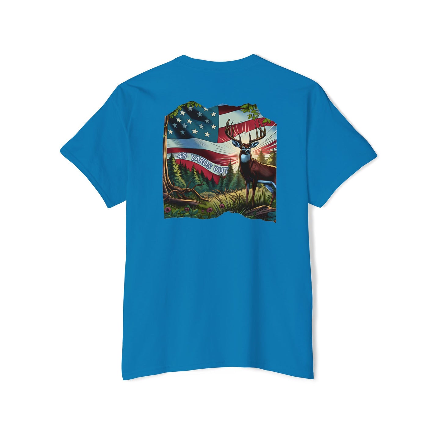 40 Yards Out American Flag Buck Pocket Tee
