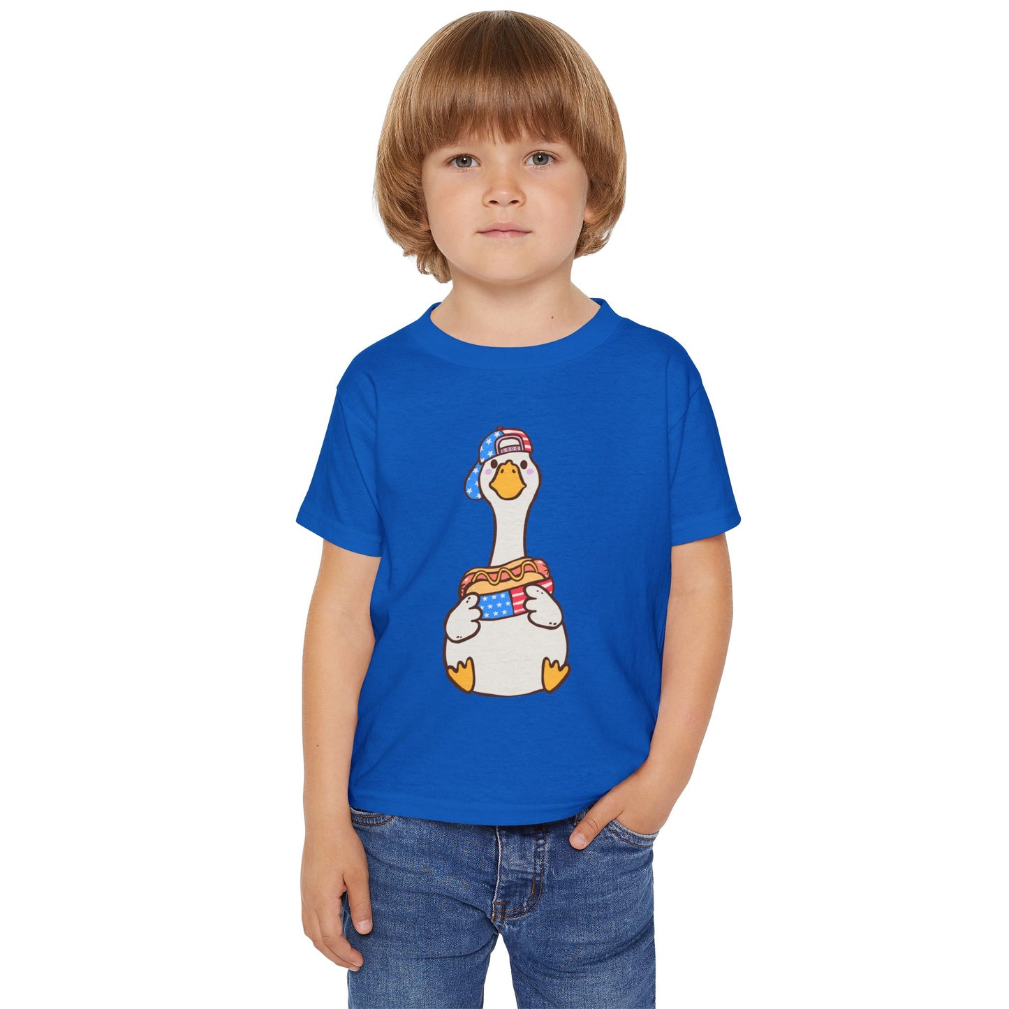 Toddler T-shirt Red White and Blue Young Duck Design