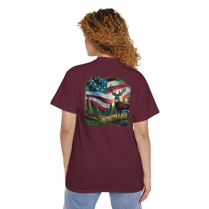 40 Yards Out American Flag Buck Pocket Tee