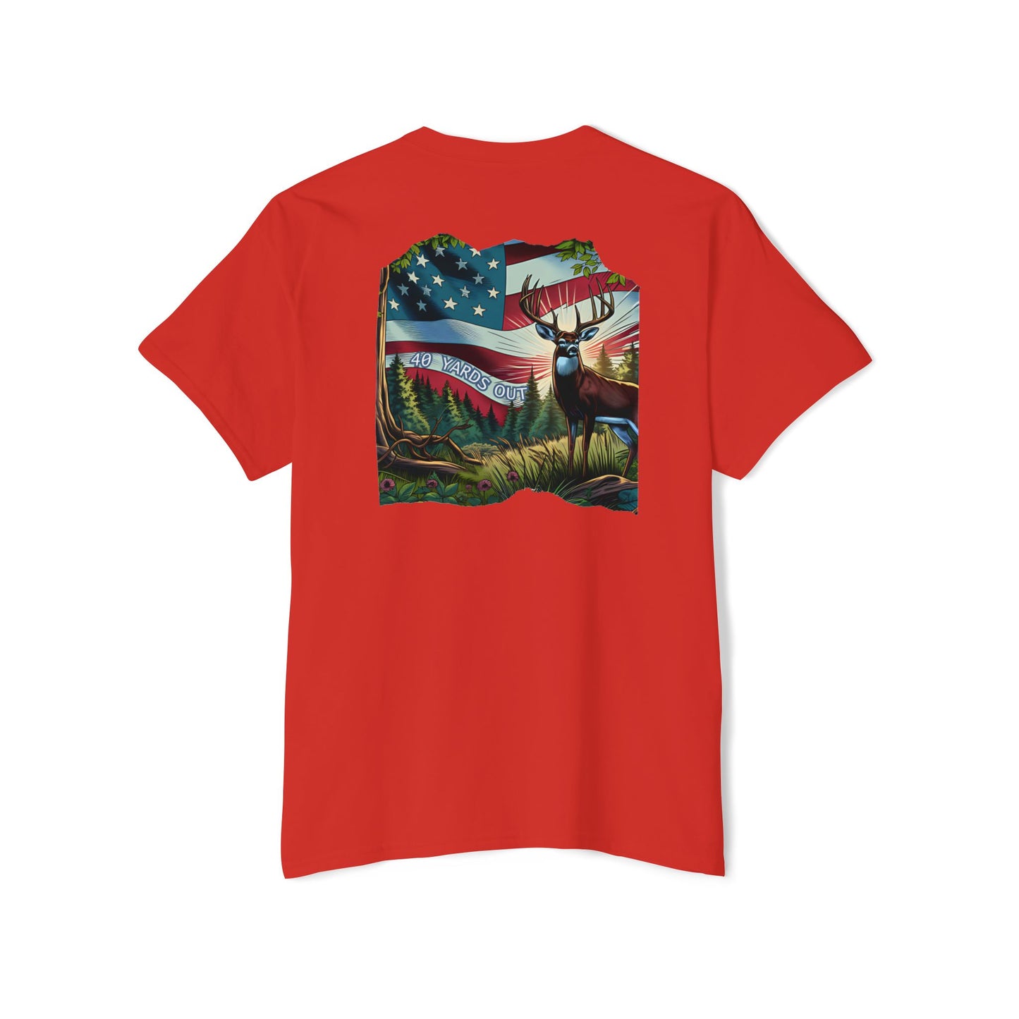 40 Yards Out American Flag Buck Pocket Tee