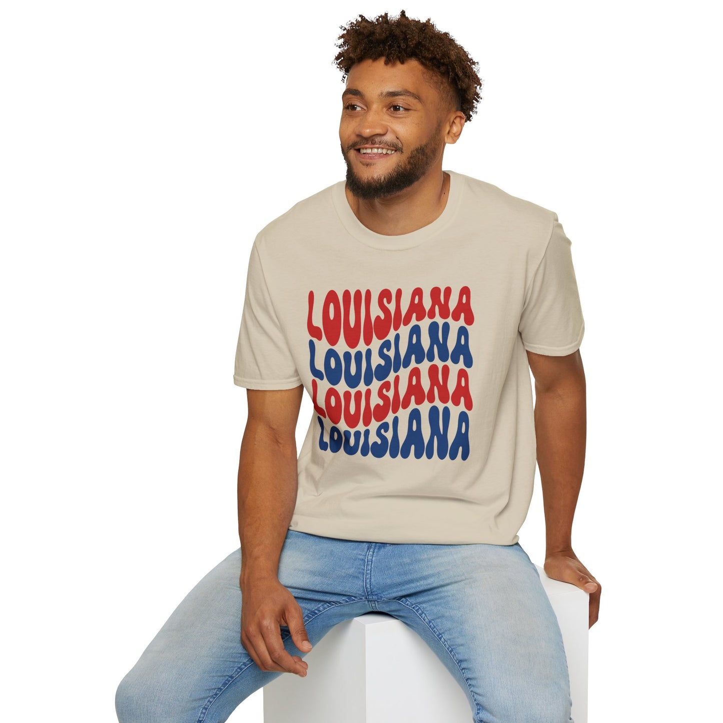 Adult Louisiana T-Shirt - Red, White, and Blue Design