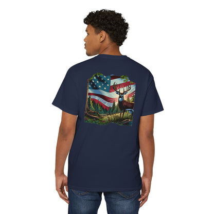 40 Yards Out American Flag Buck Pocket Tee