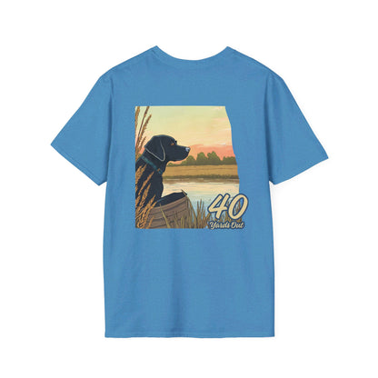 Black Lab Retriever in boat Unisex Softstyle T-Shirt