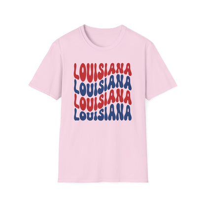Adult Louisiana T-Shirt - Red, White, and Blue Design