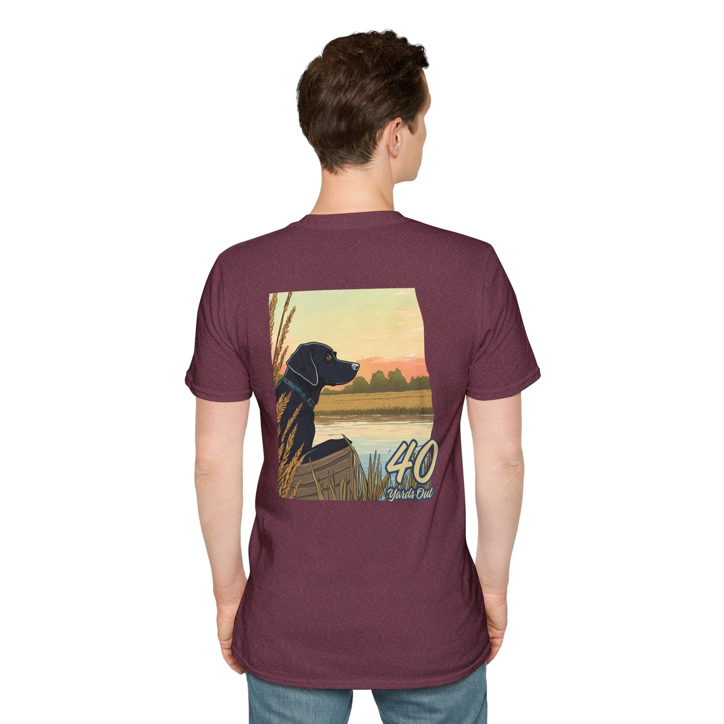 Black Lab Retriever in boat Unisex Softstyle T-Shirt