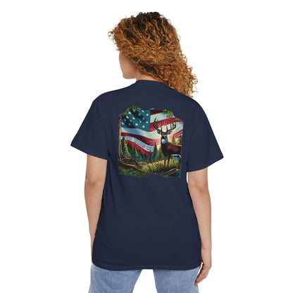 40 Yards Out American Flag Buck Pocket Tee