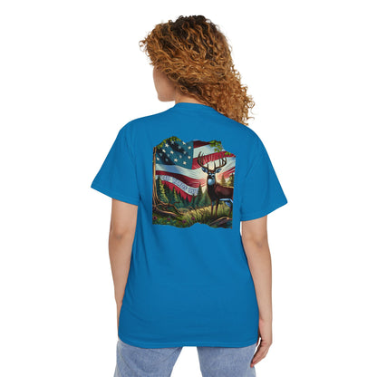 40 Yards Out American Flag Buck Pocket Tee