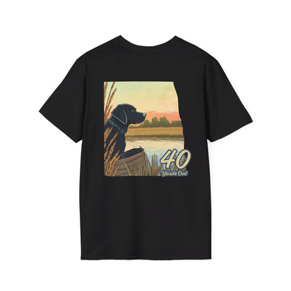 Black Lab Retriever in boat Unisex Softstyle T-Shirt