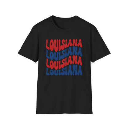 Adult Louisiana T-Shirt - Red, White, and Blue Design