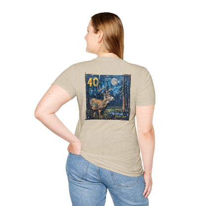 40 Yards Out Antler Deer Unisex Softstyle T-Shirt