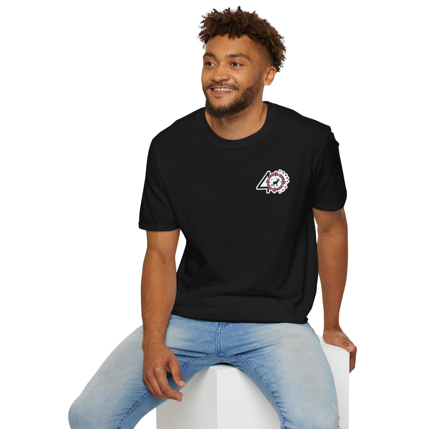 40 Yards Out American Flag Buck Unisex Softstyle T-Shirt
