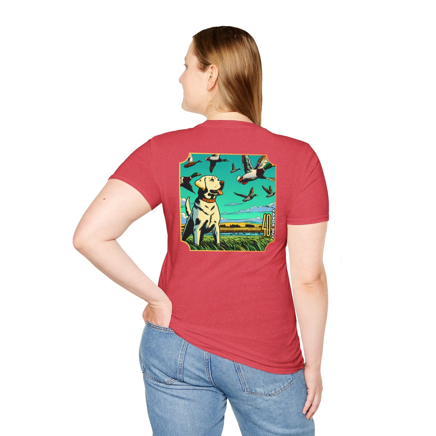 40 Yards Out Yellow Retriever Duck Watch Unisex Softstyle T-Shirt