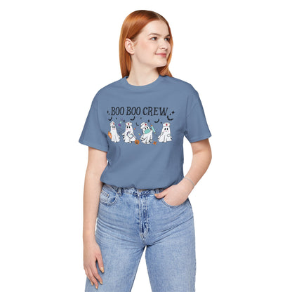 BOO BOO CREW HALLOWEEN NURSE Unisex Jersey Short Sleeve Tee