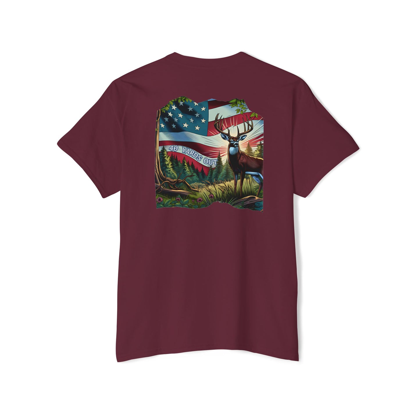 40 Yards Out American Flag Buck Pocket Tee